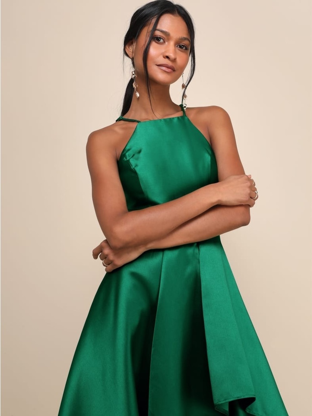 Lulus Broadway Show Emerald Green High-Low Gown - Picture 4 of 9
